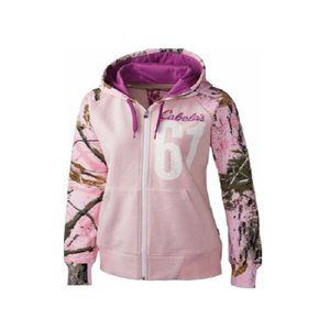 Cabelas Womens Game Day Full-Zip Hoodie Sweetberry Zonz Woodlands Pink Camo MED